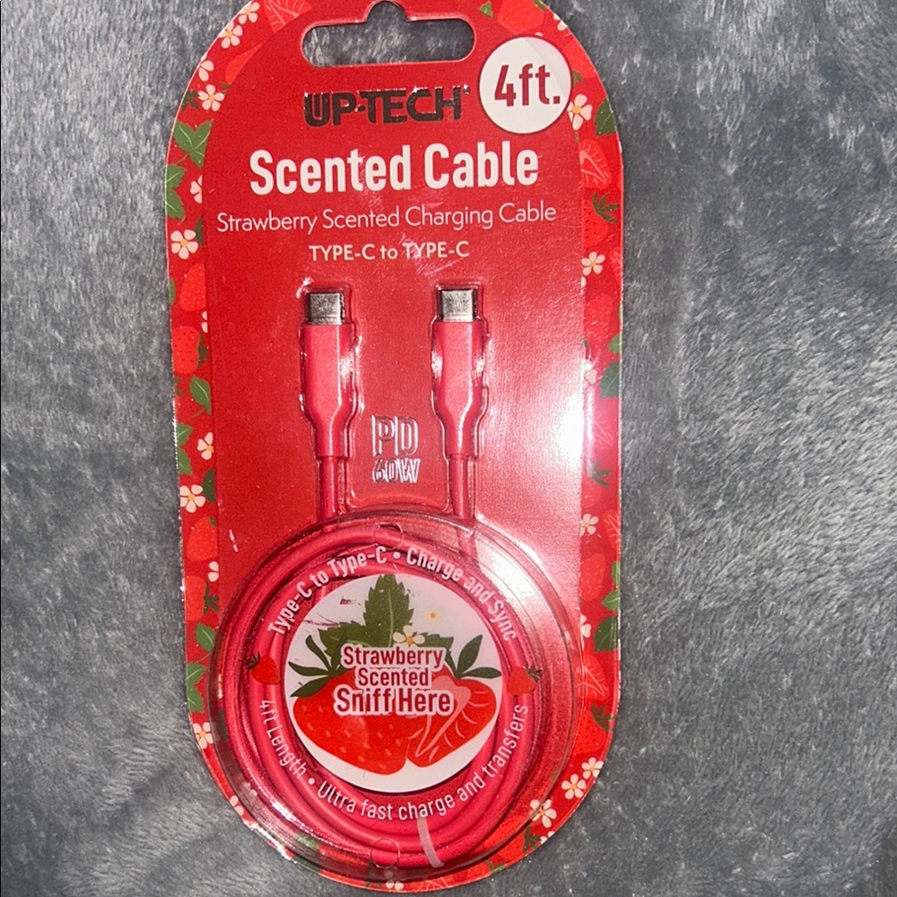 Red USB Charging Cable with Strawberry Scent
